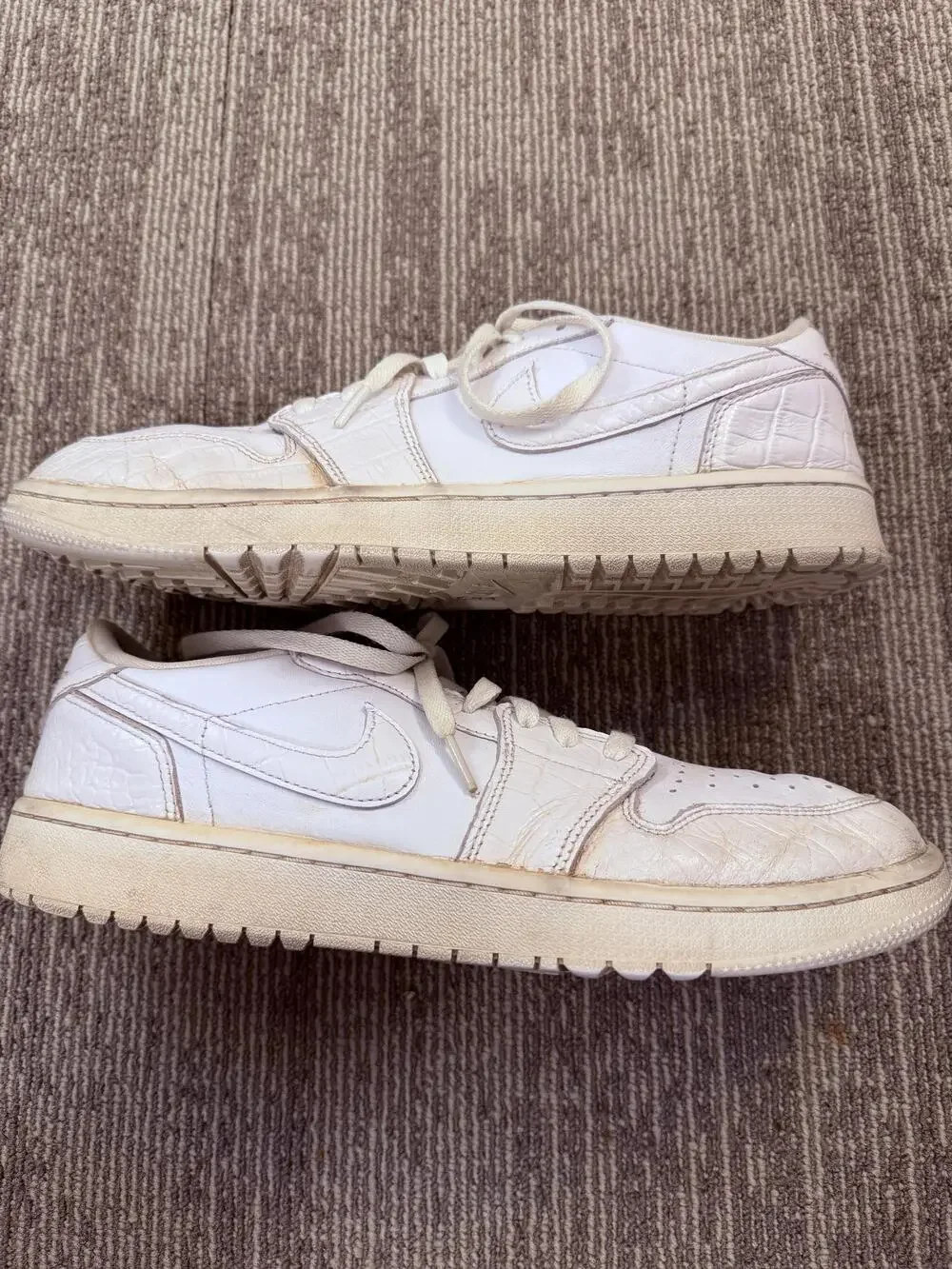 Nike Air Jordan 1 Low Golf Shoes Mens Size 12 White Croc Embossed DD9315-110